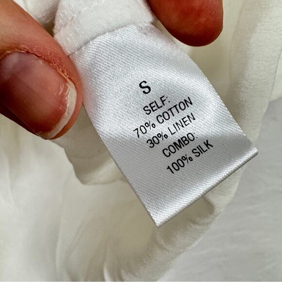 Kes White Linen Silk Short Sleeve Tee Shirt Womens S Lagenlook Closet Staple Top - Picture 5 of 9